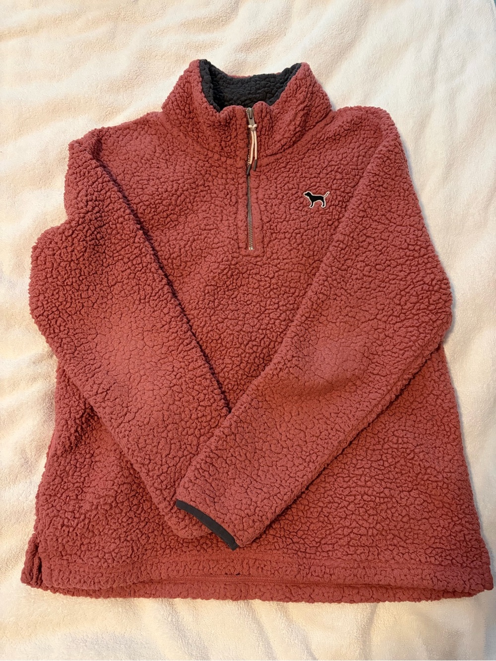 PINK Victoria's Secret Dusty Rose Sherpa Half-Zip Pullover